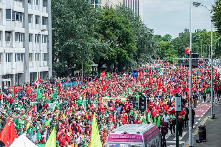 Manifestation pour les salaires à Bruxelles