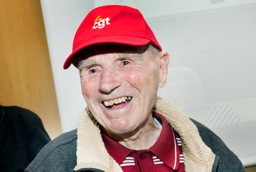 Robert Marchand, 105 ans, doyen CGT et cycliste. Montreuil nov 2016