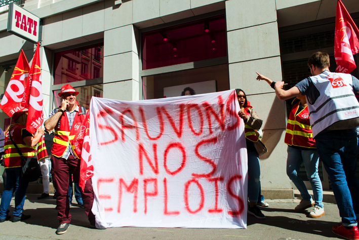 Rassemblement et grève des salariés de Tati, rue Grenette à Lyon