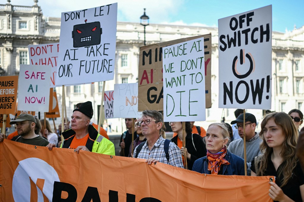 BRITAIN-POLITICS-TECHNOLOGY-AI-PROTEST